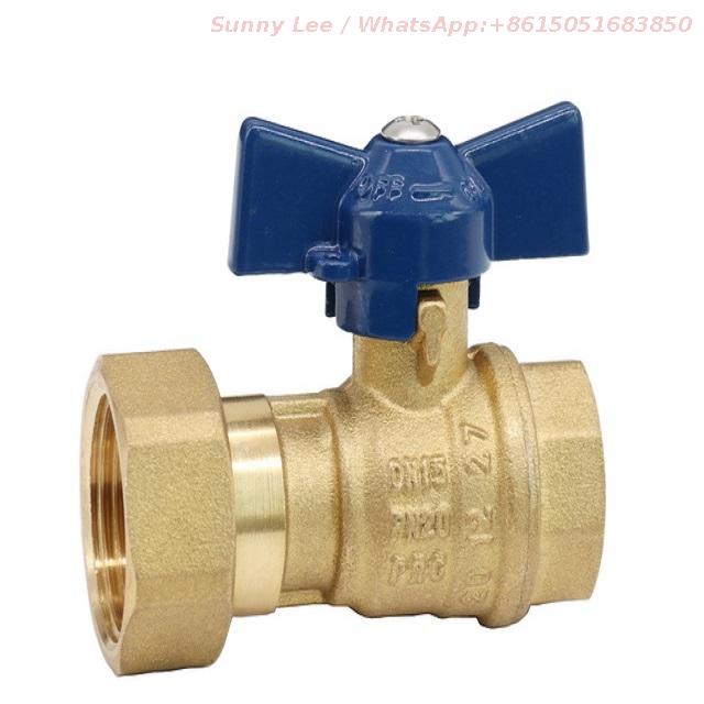 Brass Ball Valve Straight With Swivel Nut For Water Meter